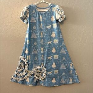 Blue Kids Pajamas Nightgown with Snowy Print